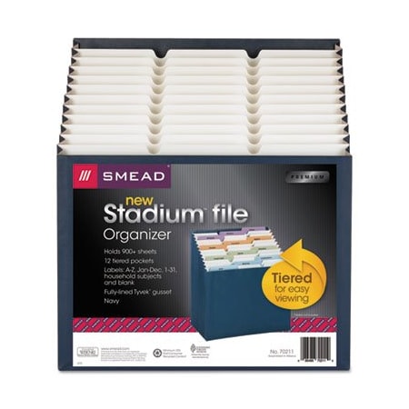 Smead Smead, STADIUM FILE, 12 SECTIONS, 1/12-CUT TAB, LETTER SIZE, NAVY 70211